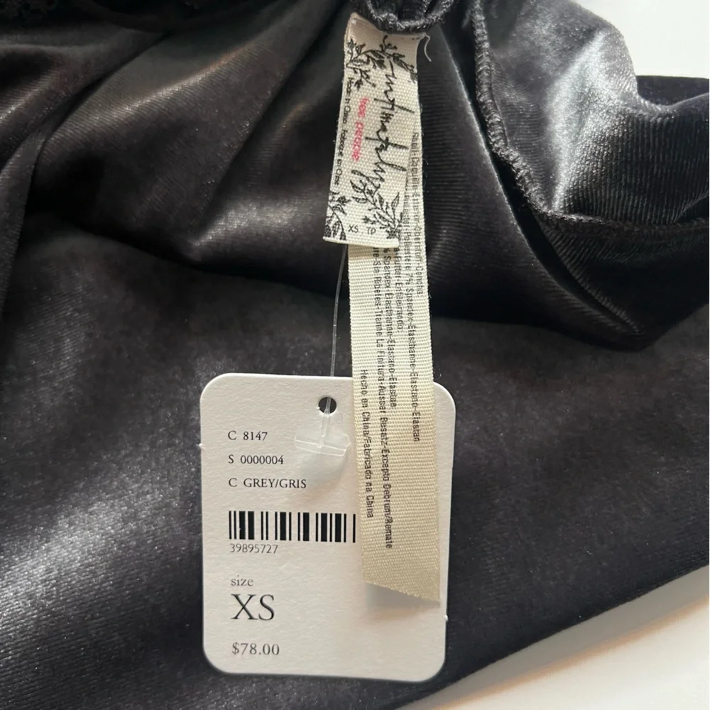 NWT Free People Lace Yasmine Velvet Slip Mini Dress Pajama Lingerie Grey XS - Picture 10 of 10